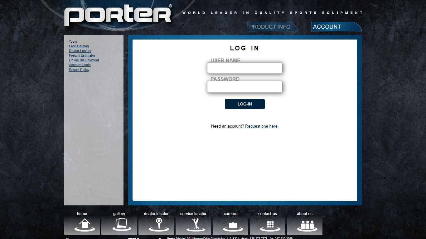 Log In - Porter Athletic